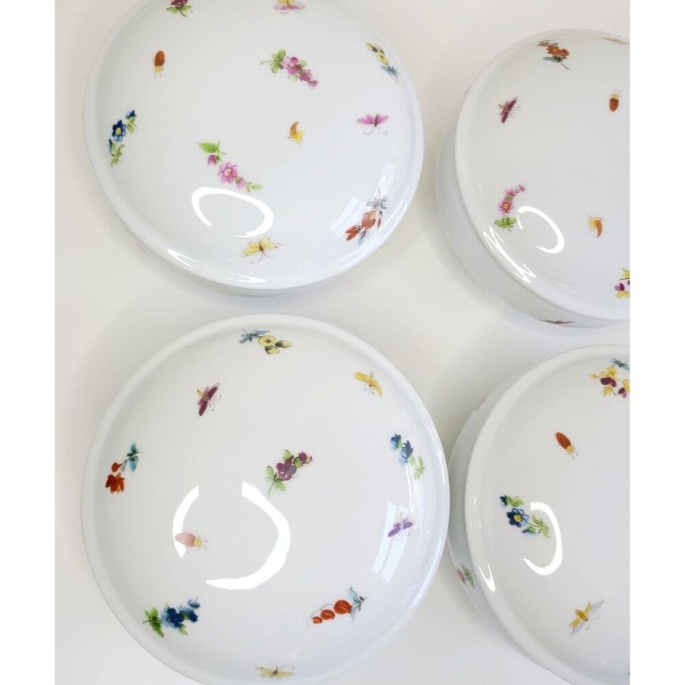 Limoges Chamart Porcelain Bowls With Lids Floral & Insect Trinkets set of 4 - Picture 3 of 16